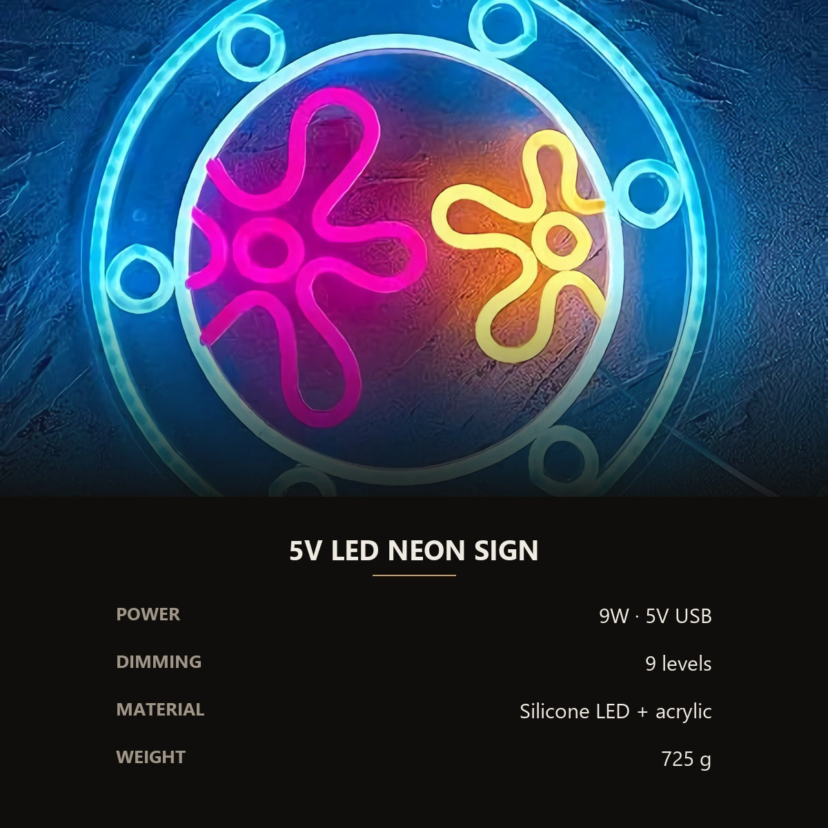 Neon Flower Ring Sign — Pink & Yellow