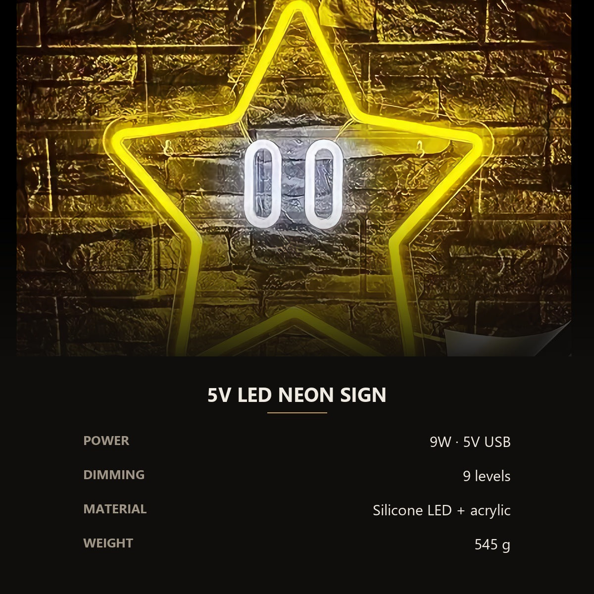 Neon Star Sign — Warm Yellow