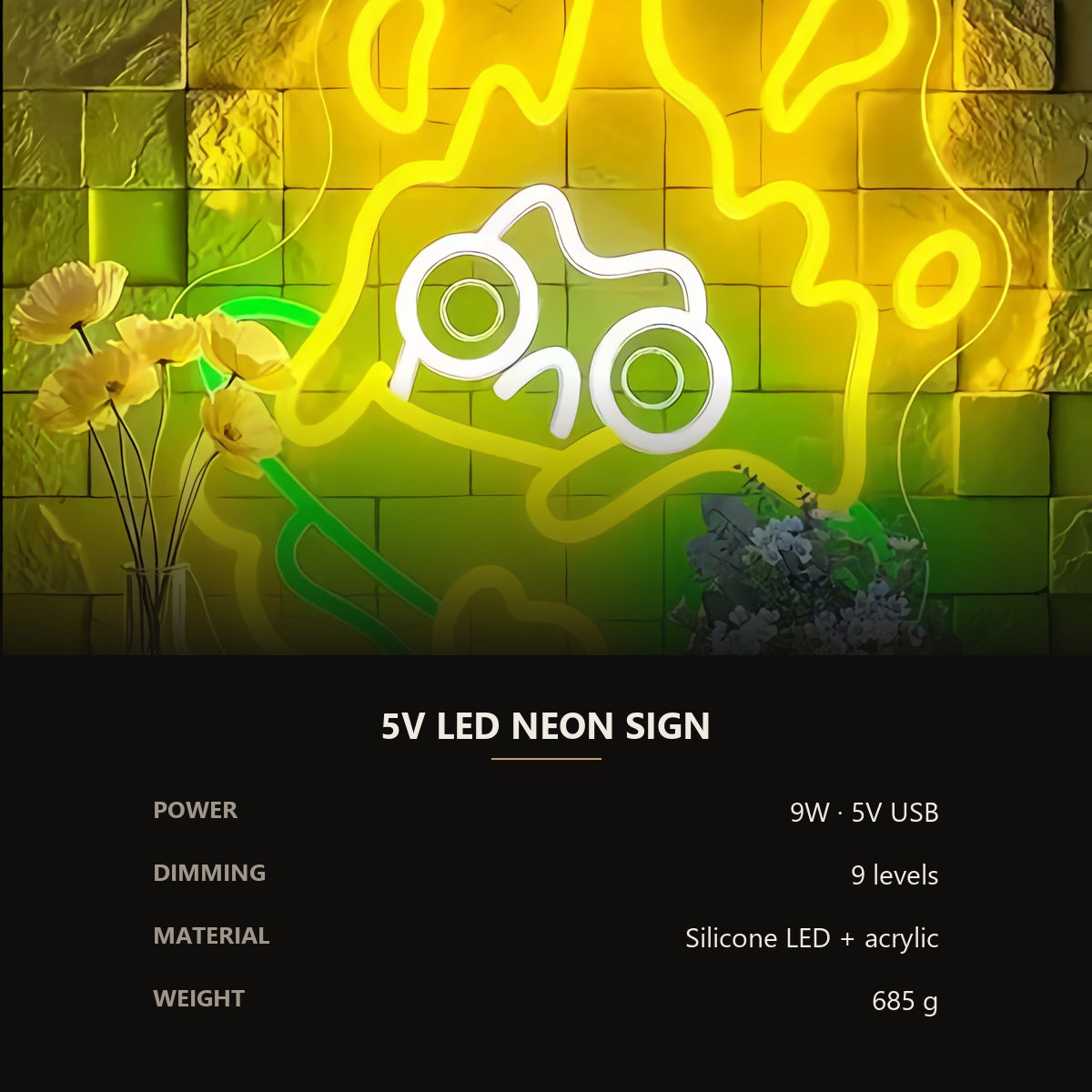 Neon Leopard Sign — Yellow