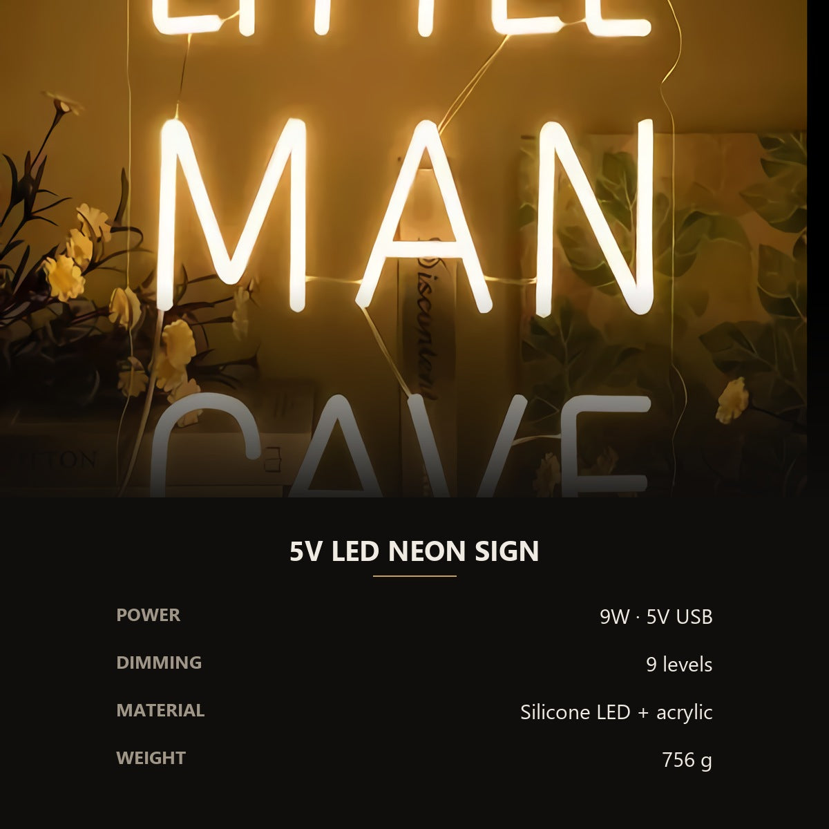 Neon 'Little Man Cave' Sign — Warm White