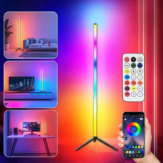 RGBIC LED Corner Floor Lamp with Color-Changing App & Remote Control, CRI 80, 50,000-Hour Lifespan, Ambient Decorative Lighting for Living Room and Home