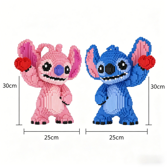 Stitch & Angel DIY Building Block Set – 30cm Couple Decorative Figures