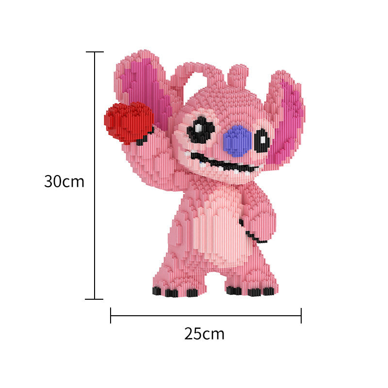 Zestaw klocków konstrukcyjnych Stitch & Angel DIY – figurki dekoracyjne dla par, 30 cm