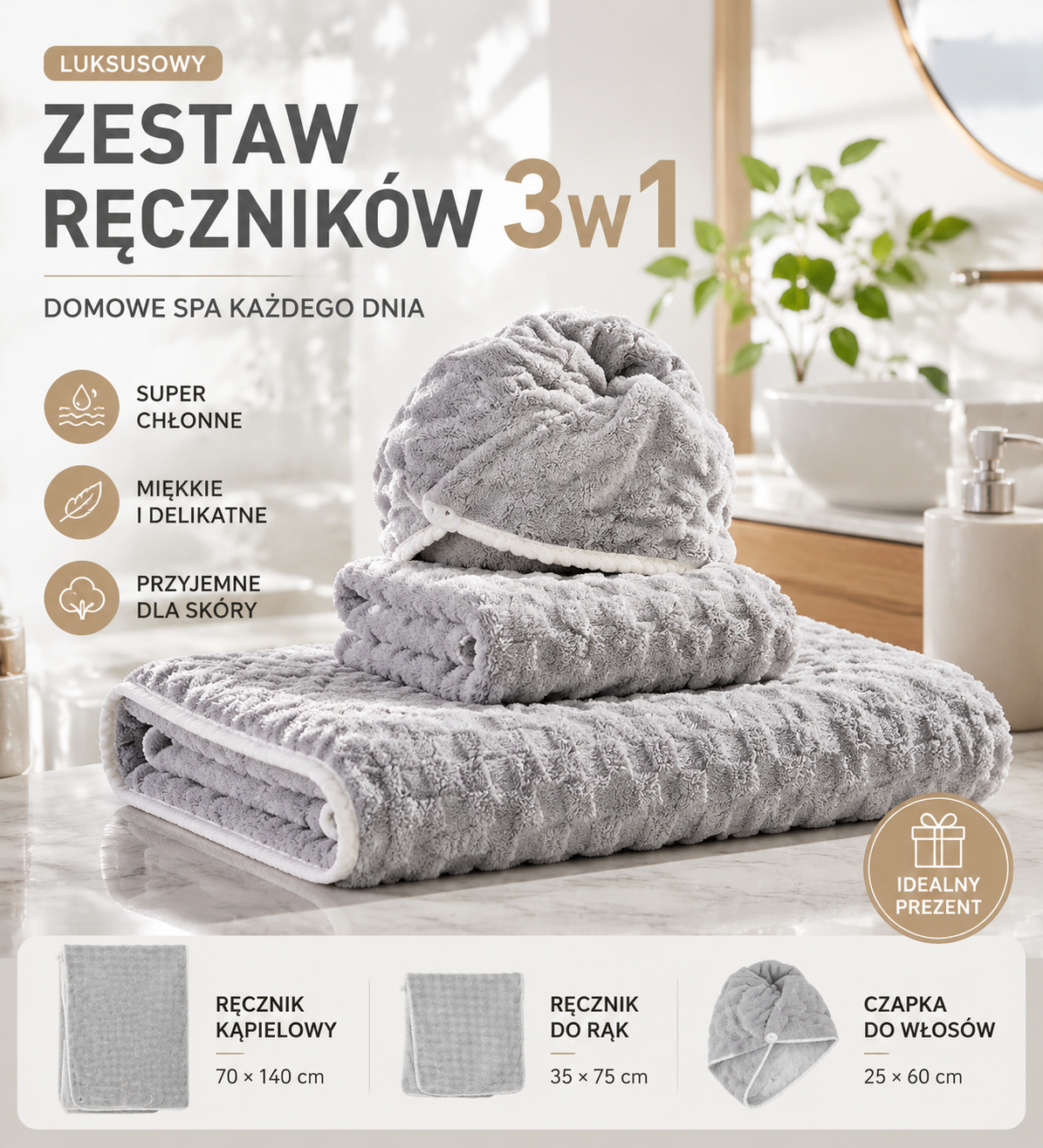 SoftLuxe™ 3-Piece Spa Towel Set
