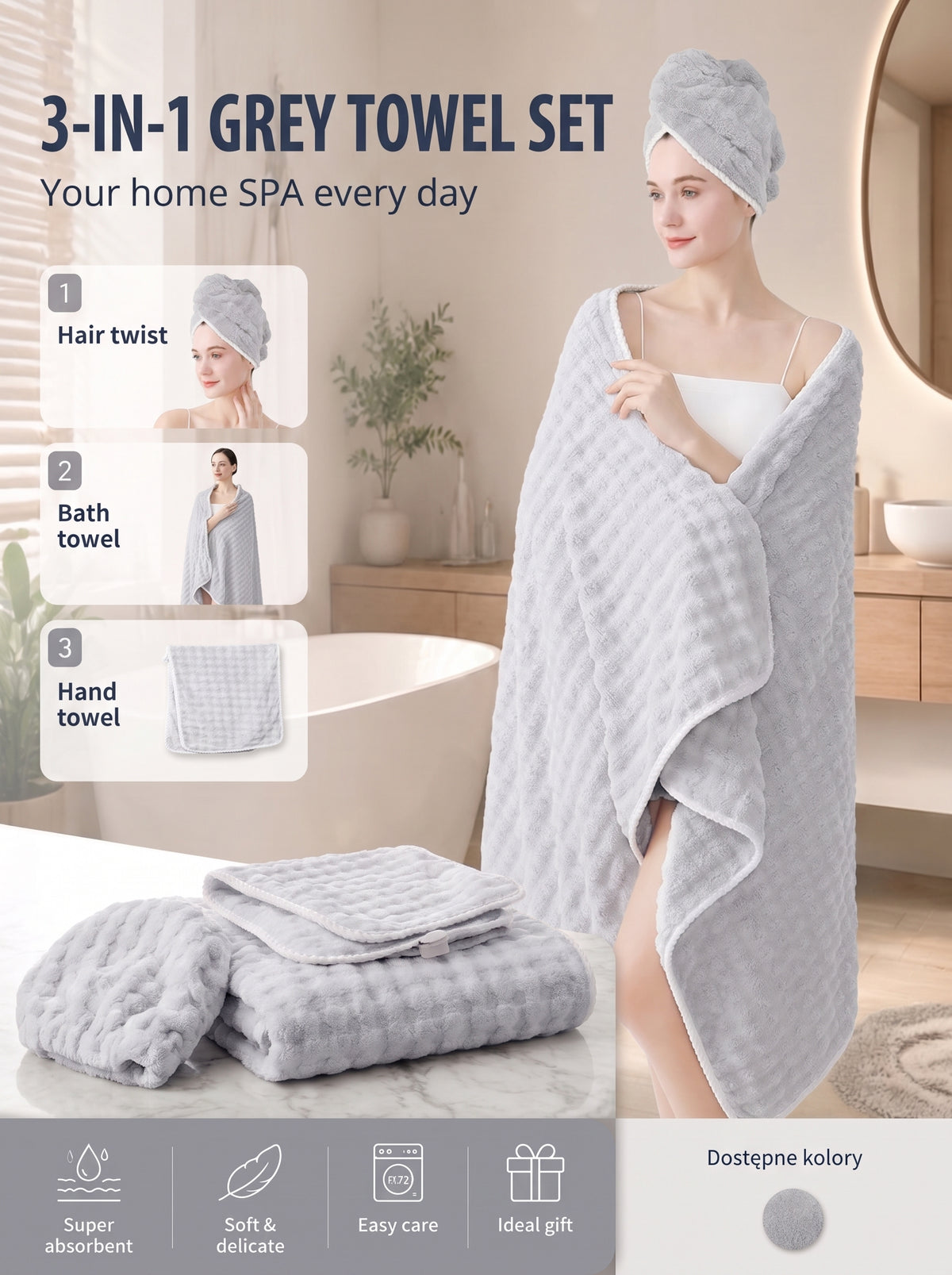 SoftLuxe™ 3-Piece Spa Towel Set