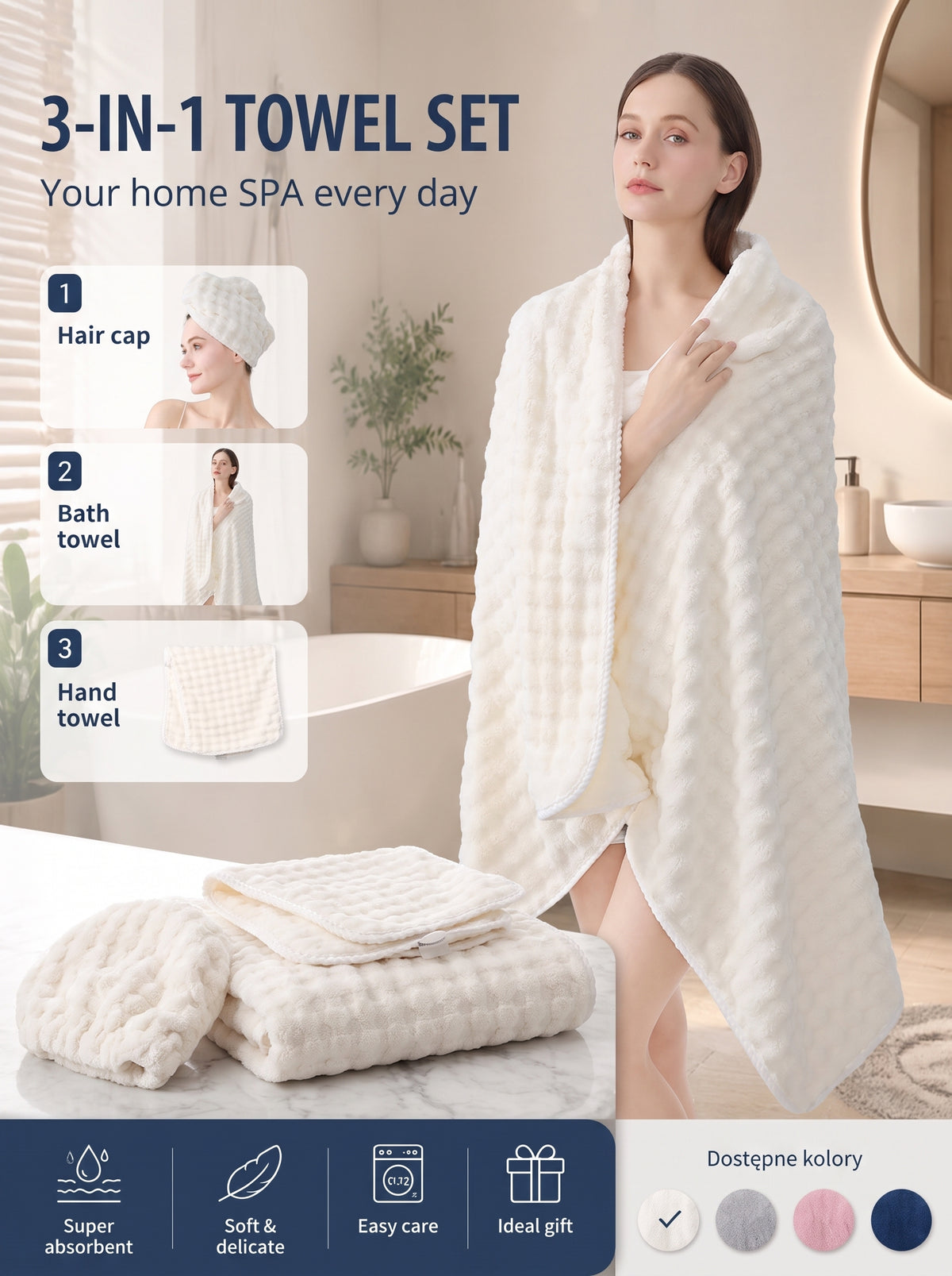 SoftLuxe™ 3-Piece Spa Towel Set