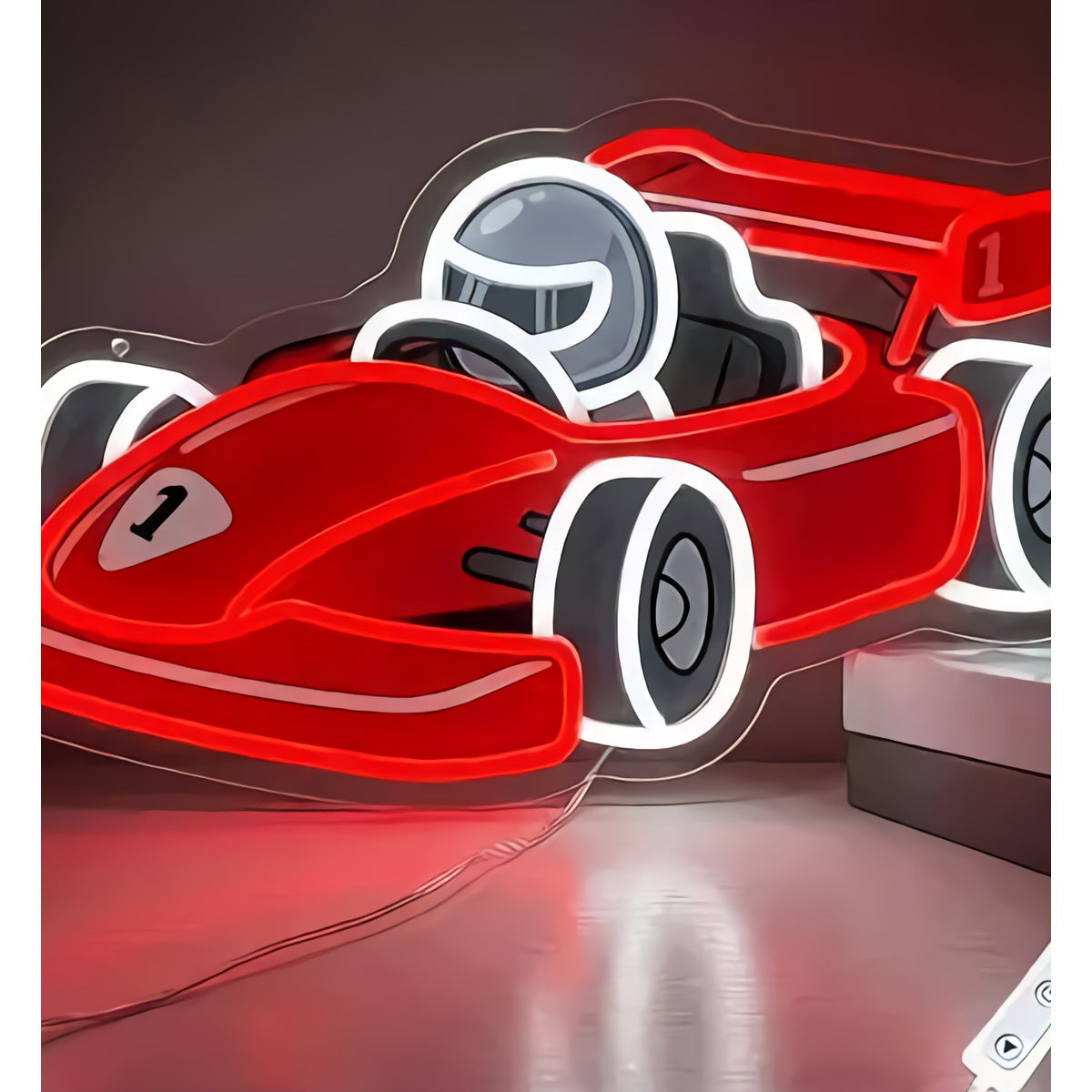 Neon Racing Car Sign — Red Formula