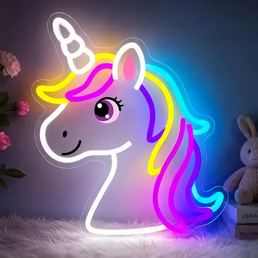 Neon Unicorn Sign — Pastel Rainbow