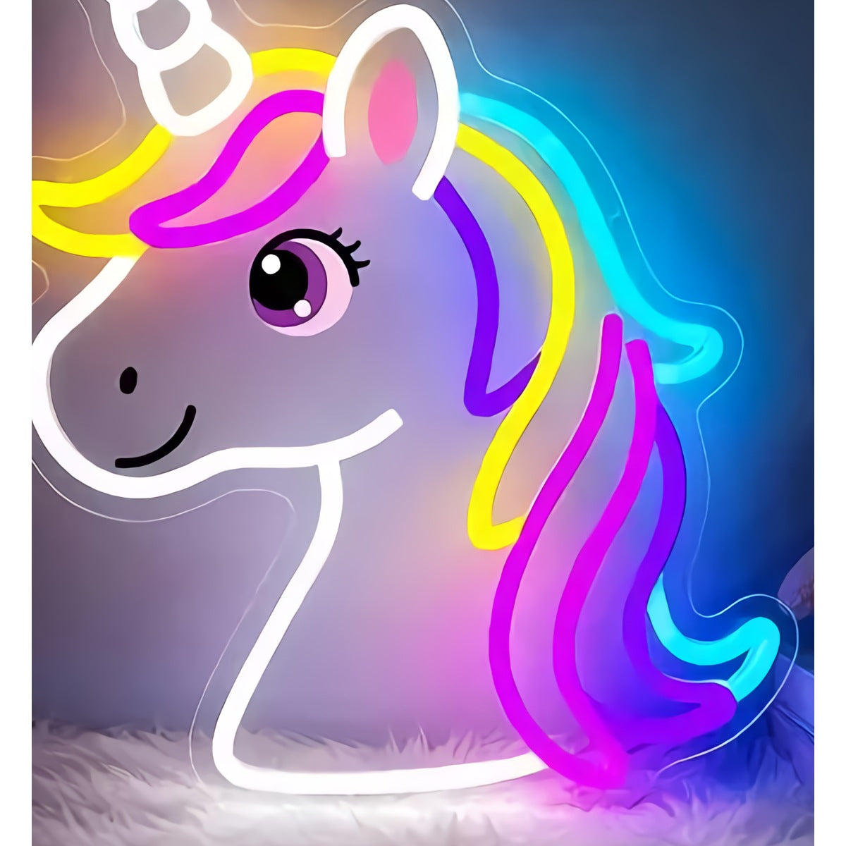 Neon Unicorn Sign — Pastel Rainbow