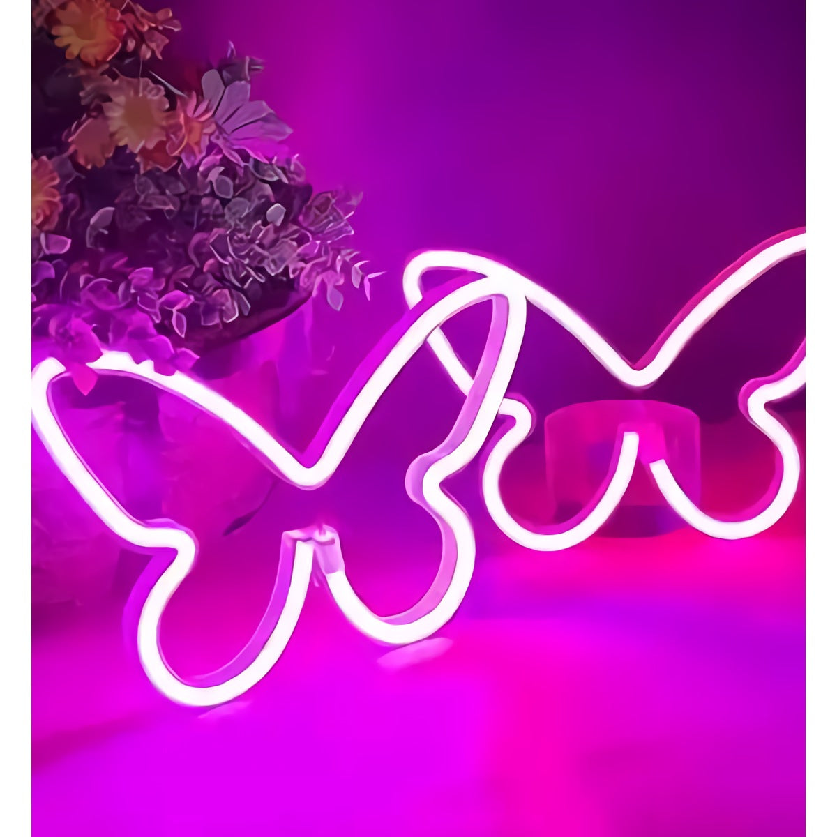 Neon Butterflies Sign — Pink Glow