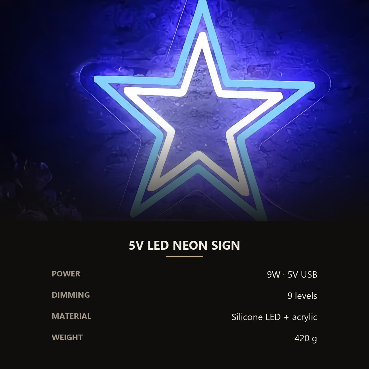 Neon Star Sign — Blue
