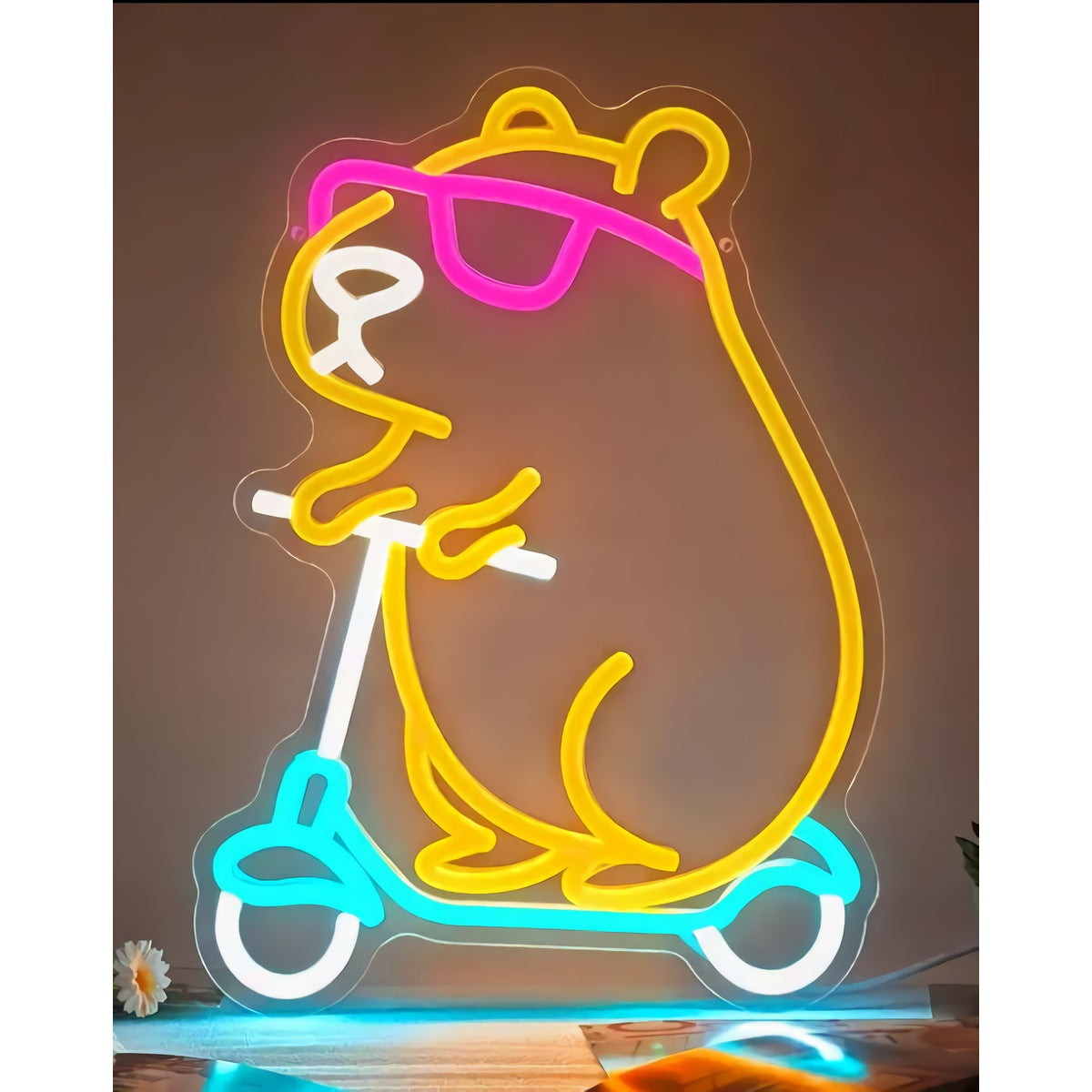 Neon Squirrel Scooter Sign