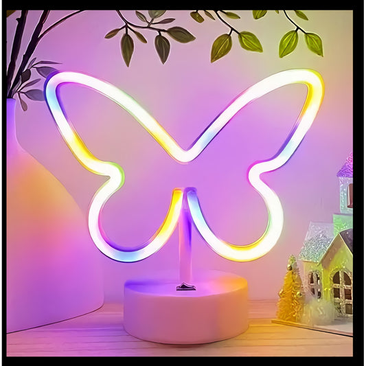 Neon Butterfly Sign — Pink Outline
