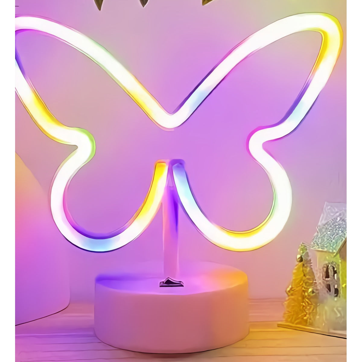 Neon Butterfly Sign — Pink Outline
