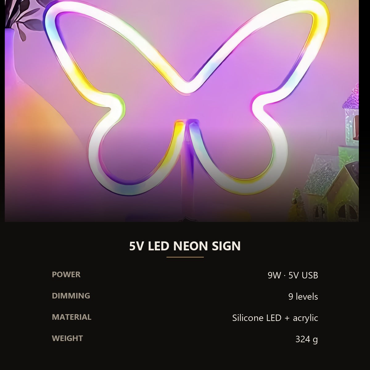 Neon Butterfly Sign — Pink Outline