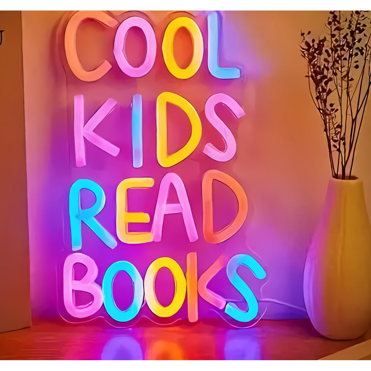 Neon 'Cool Kids Read Books' Sign