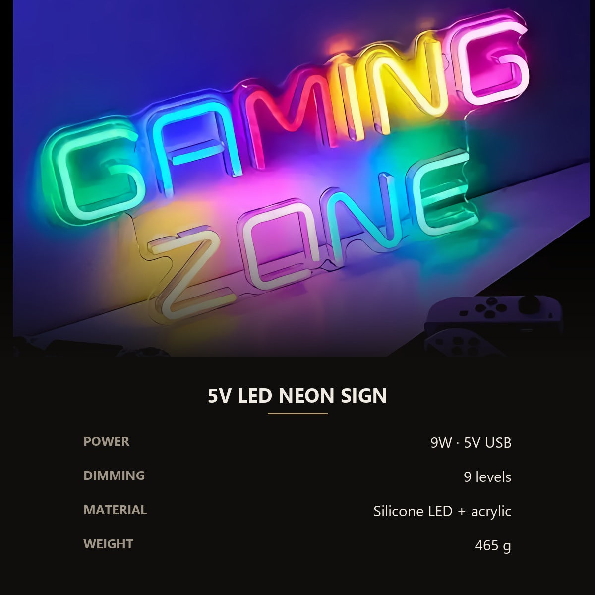 Neon 'Gaming Zone' Sign — Multicolor
