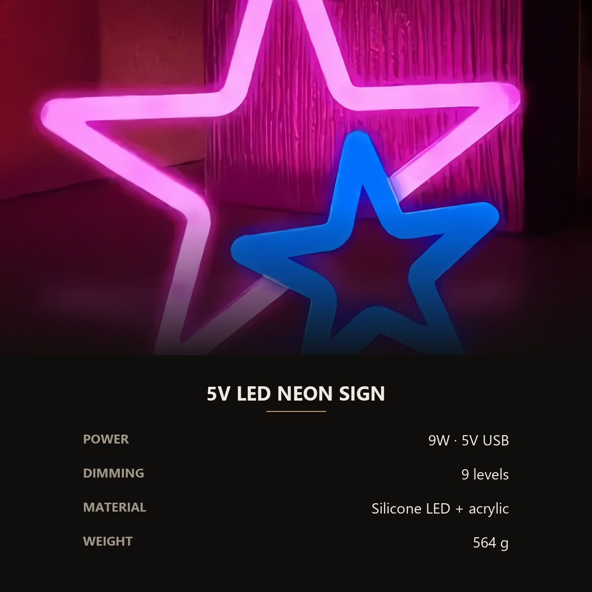 Neon Double Star Sign — Pink & Blue