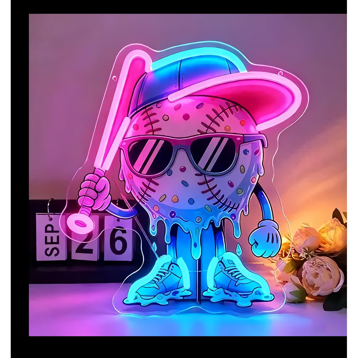 Neon Character Sign — Pink & Blue