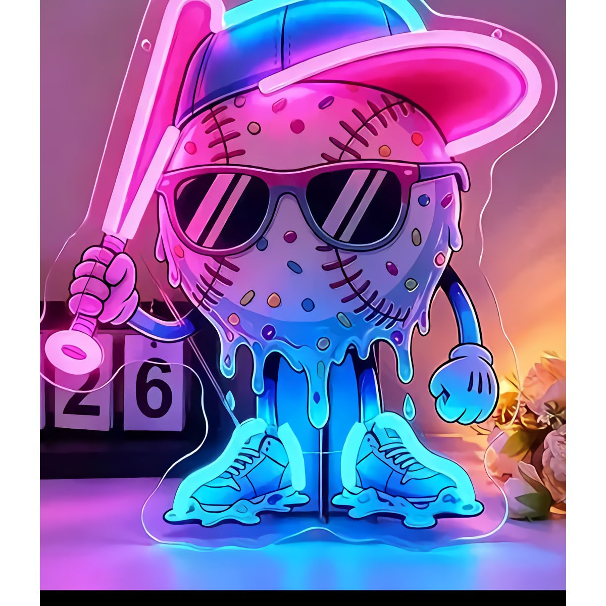 Neon Character Sign — Pink & Blue