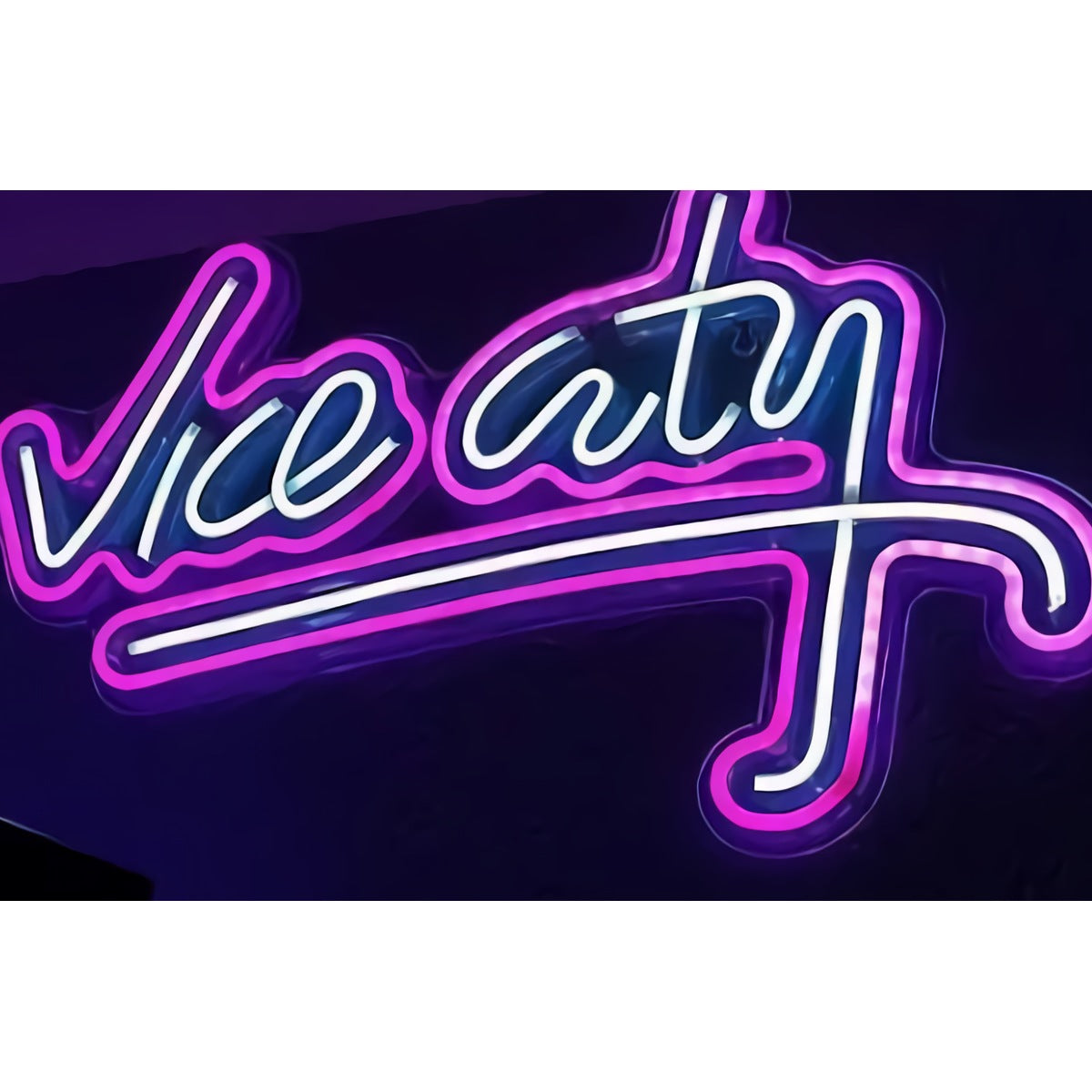 Neon 'the City' Script Sign — Purple