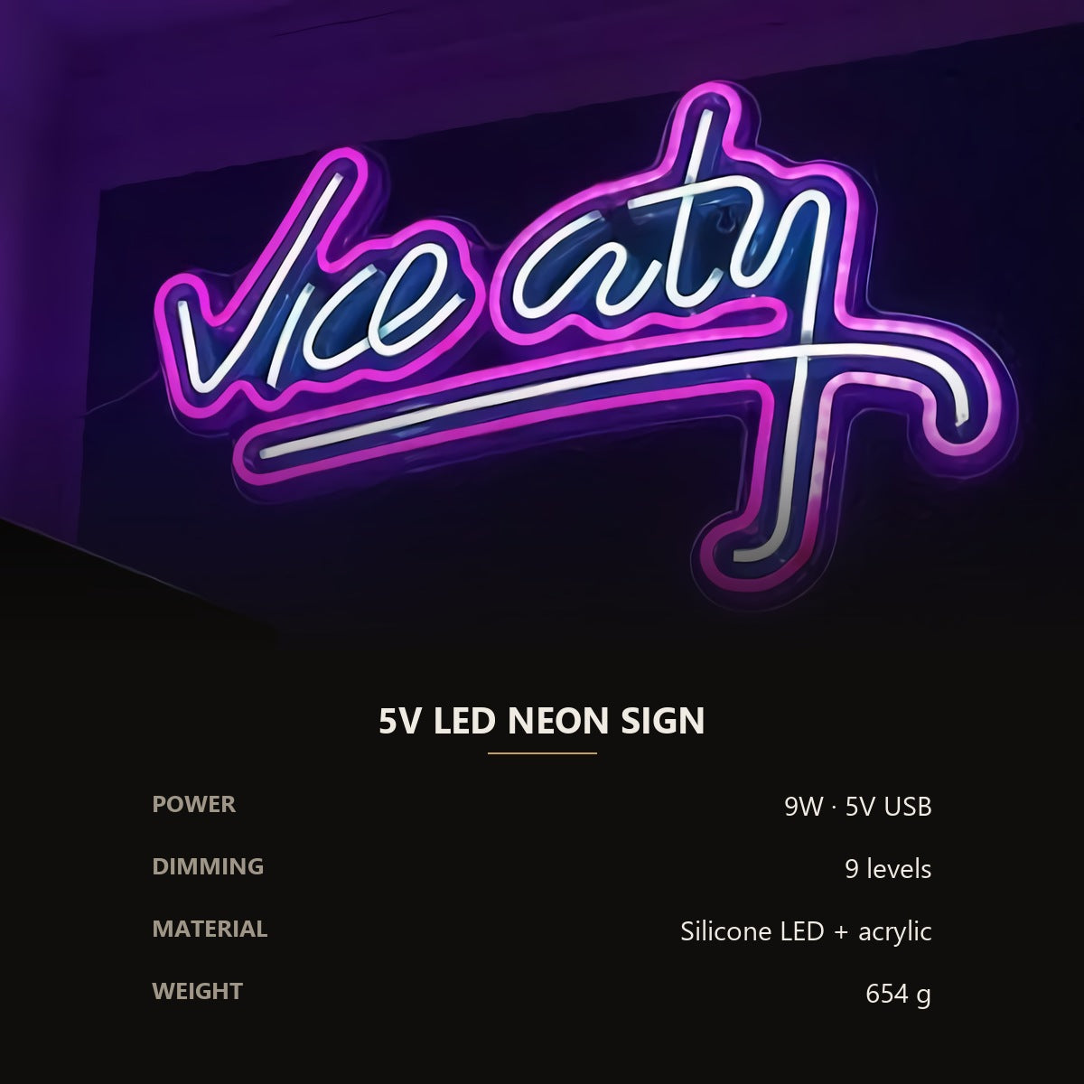 Neon 'the City' Script Sign — Purple